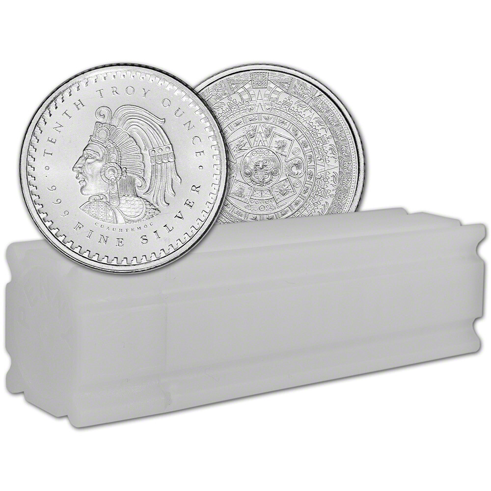 1/10 oz Golden State Mint Silver Round Aztec Calendar .999 Fine Tube of 50 1/10 oz Golden State Mint Silver Round Aztec Calendar .999 Fine Tube of 50