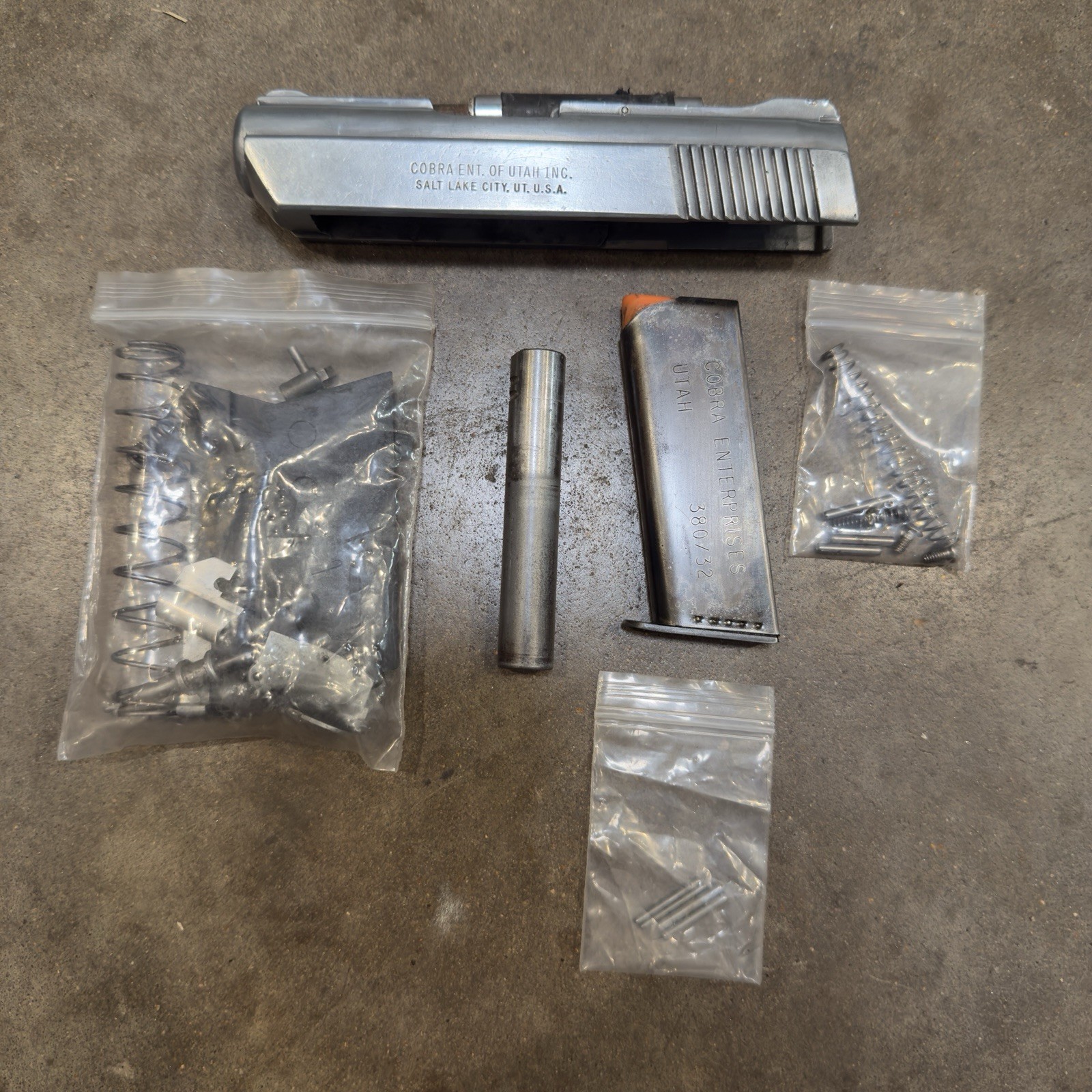 Cobra CA-380 .380 Auto Pistol Parts Lot Slide Barrel Magazine Grips Repair Kit