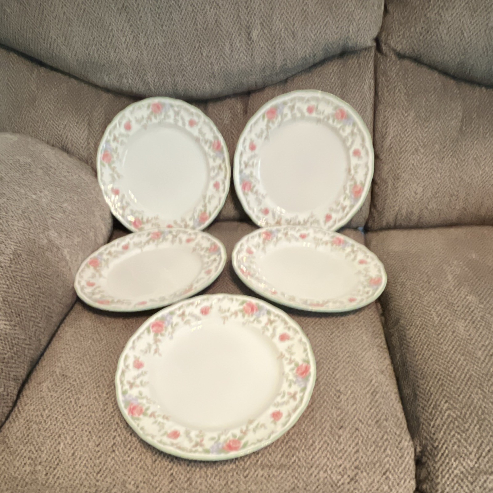 Epoch Collection Morning Rose E816 Floral Ceramic Dinner Plates Set of 5