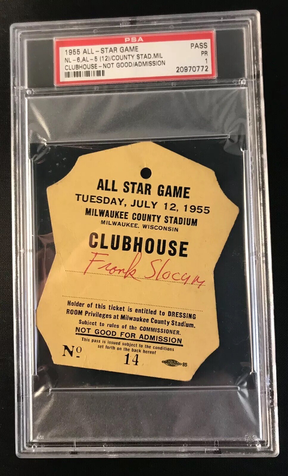 1955 All-Star GM Ticket Pass PSA HR #1 M. Mantle/Stan Musial Walk Off/Aaron⚾️