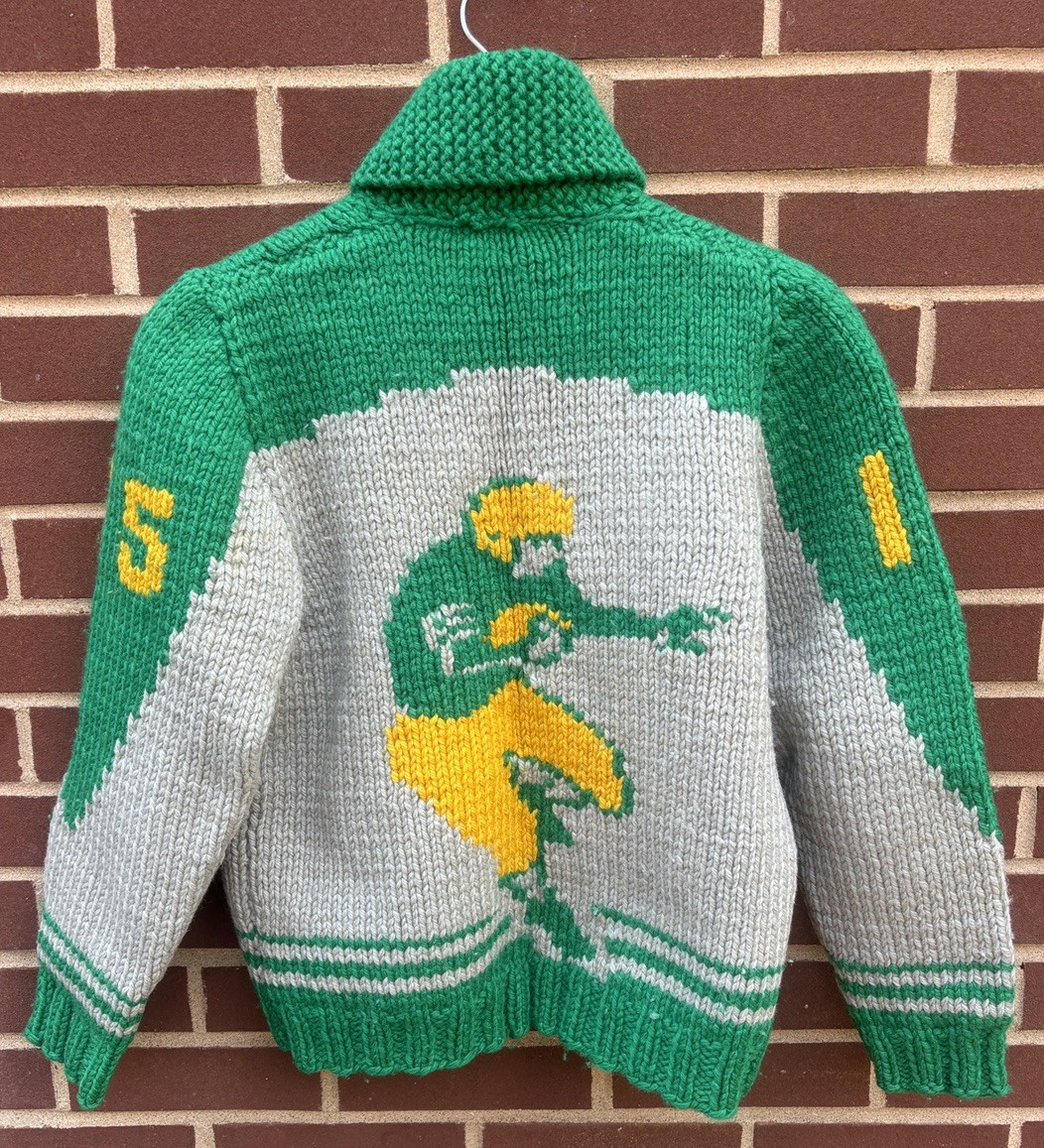 True Vintage 1960s Cowichan Wool HandKnit Full Zip Sweater Football Medium True Vintage 1960s Cowichan Wool HandKnit Full Zip Sweater Football Medium