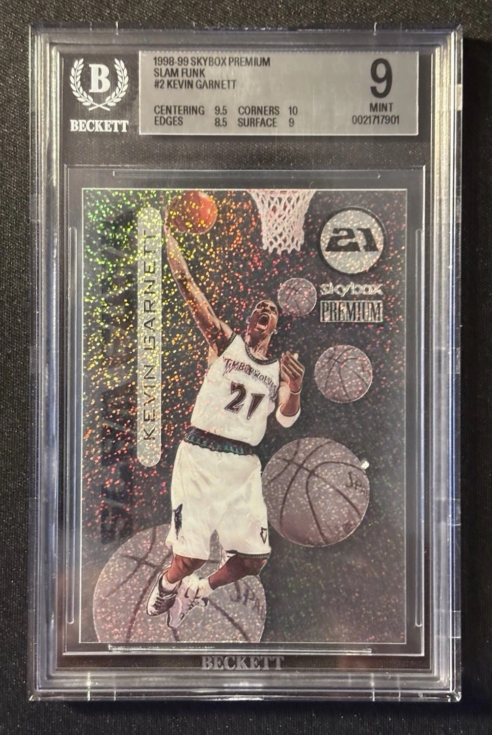 1998-99 Skybox x Premium Kevin Garnett Slam Funk #2 BGS 9 MINT 1998-99 Skybox x Premium Kevin Garnett Slam Funk #2 BGS 9 MINT