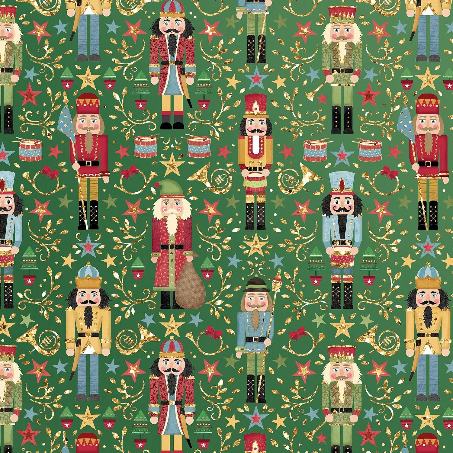 Jillson Roberts Christmas Bulk Gift Wrap, Holographic Sparkling Nutcracker, Quar