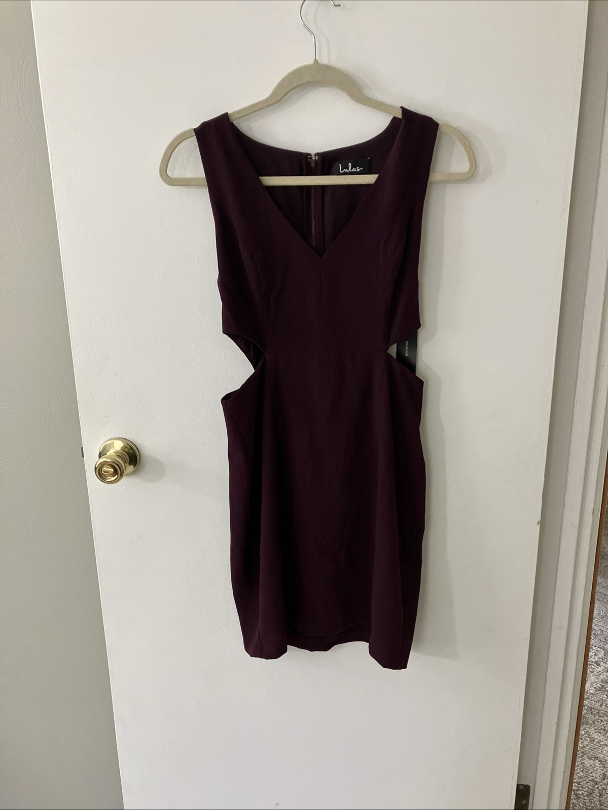 Lulus NWT Backstage Pass Plum Purple Sleeveless Side Cutouts Bodycon Dress Med Lulus NWT Backstage Pass Plum Purple Sleeveless Side Cutouts Bodycon Dress Med