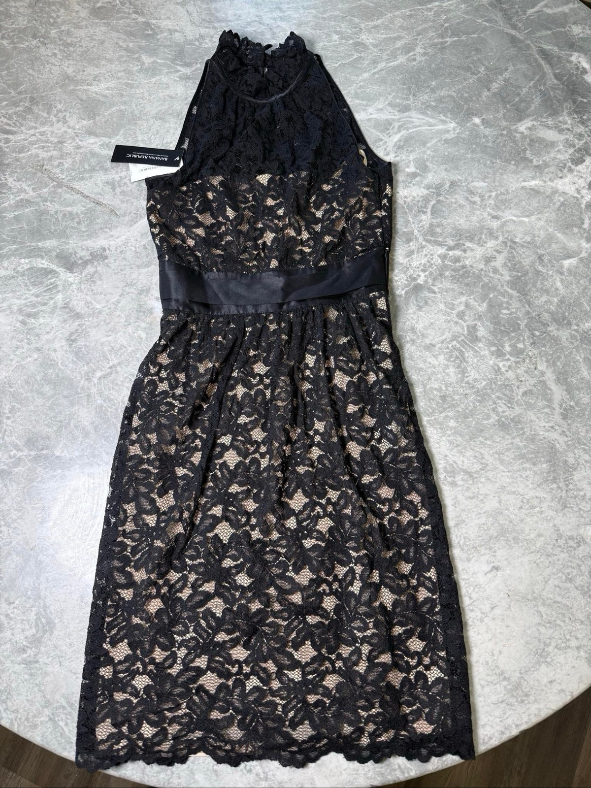 Banana Republic Pleated Tie-Neck Mini Dress Size 00 Multicolor NWT Banana Republic Pleated Tie-Neck Mini Dress Size 00 Multicolor NWT
