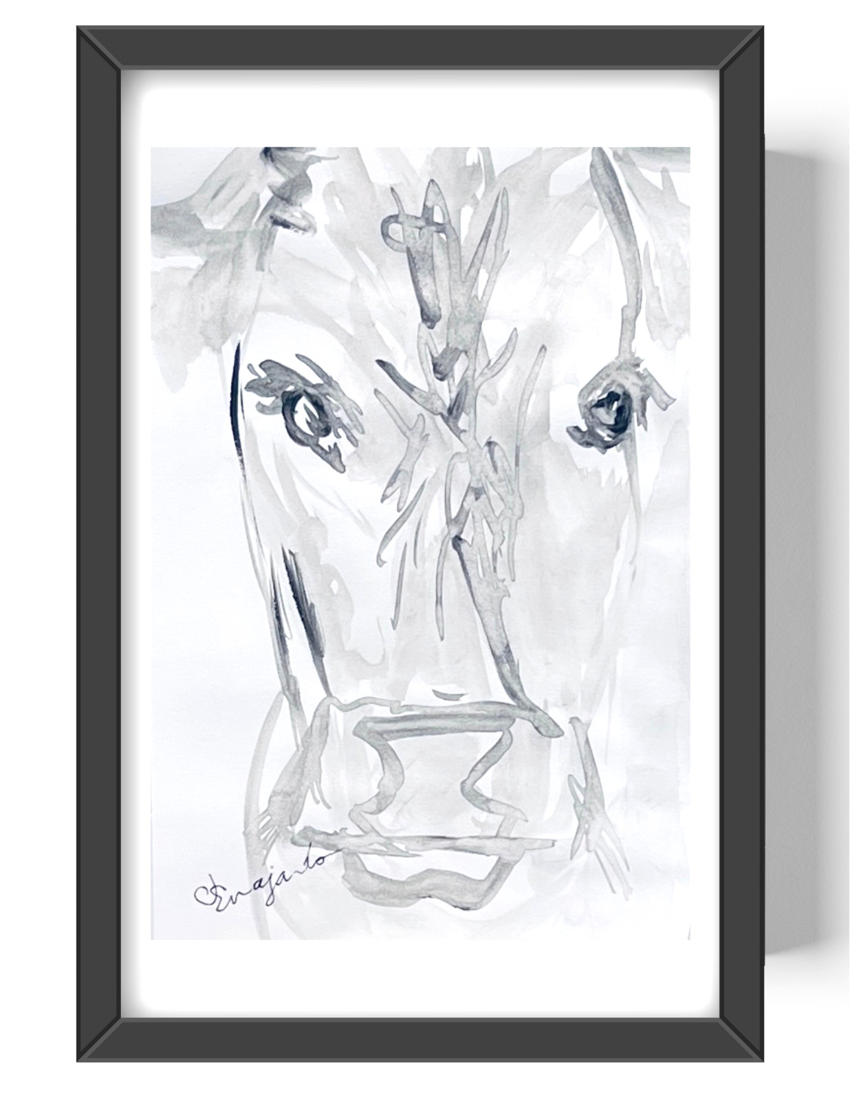 Guajardo Art: Cow Monochromatic 9X6 Original Paper Expressionism
