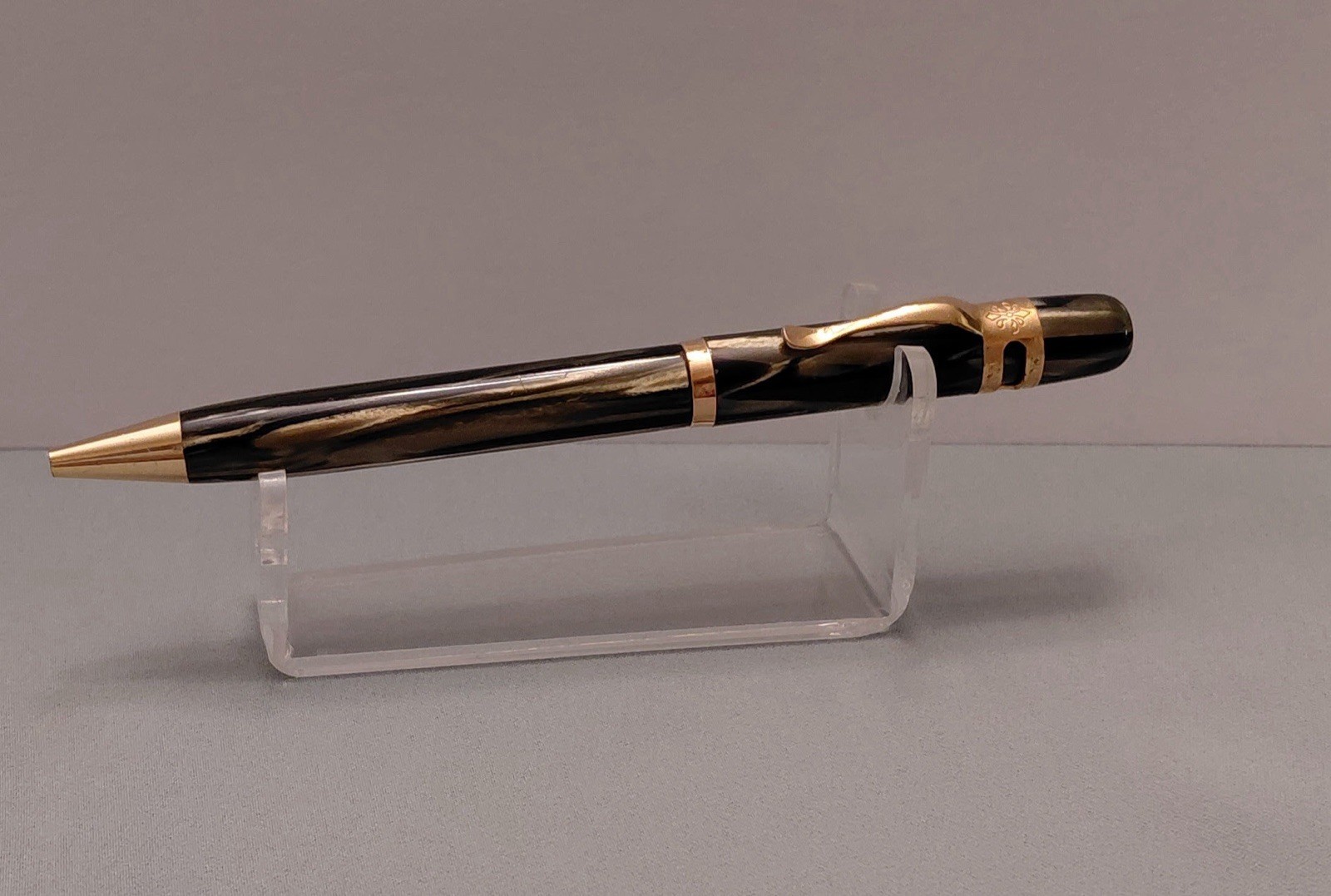 Vintage Visconti Ragtime Ballpoint Pen Black Gold Acryloid Italy w/ Provenance