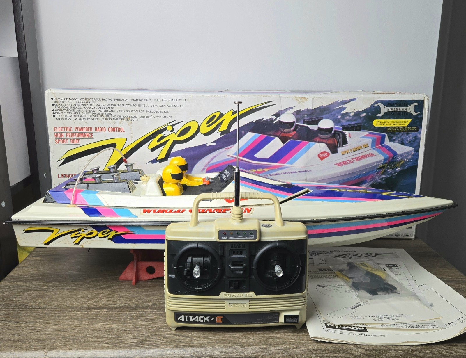 Vintage Kyosho RC Boat Viper with Futaba Radio Box And Manual - (As Is) Untested