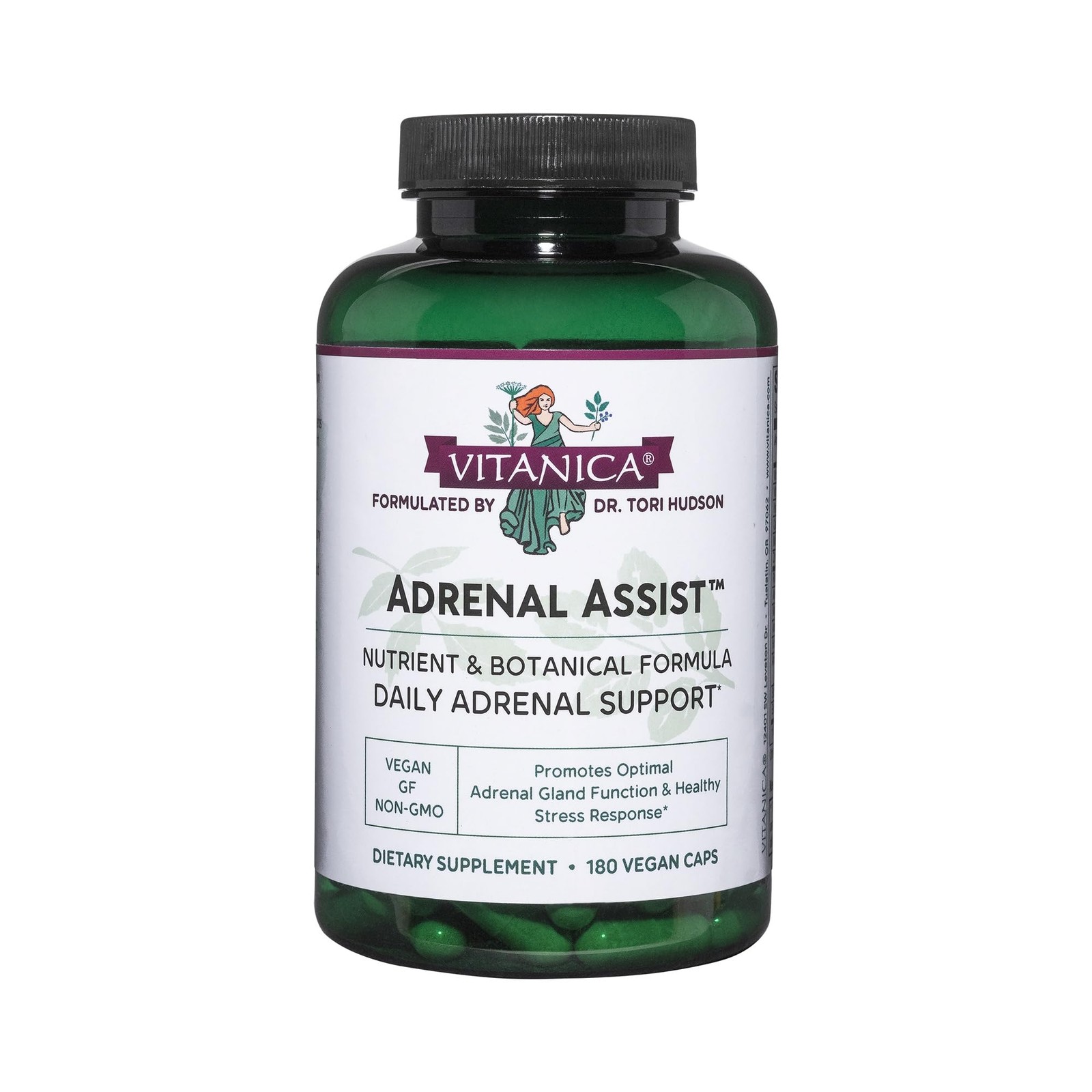 Vitanica Adrenal Assist, Ashwagandha Root Extract, Vegan, 180 Capsules