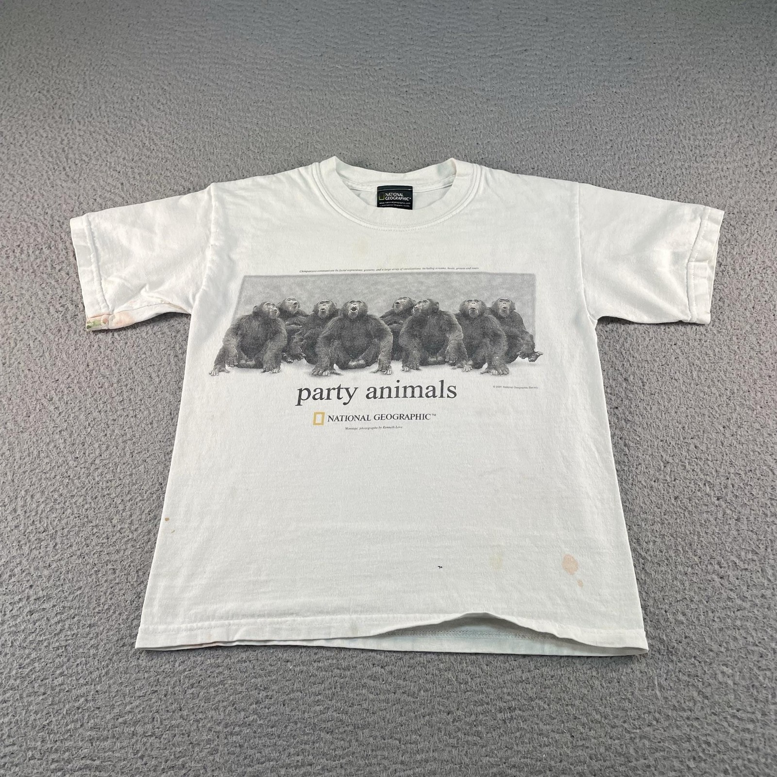 Vintage National Geographic Shirt Youth Medium Party Animals Chimpanzee Y2K