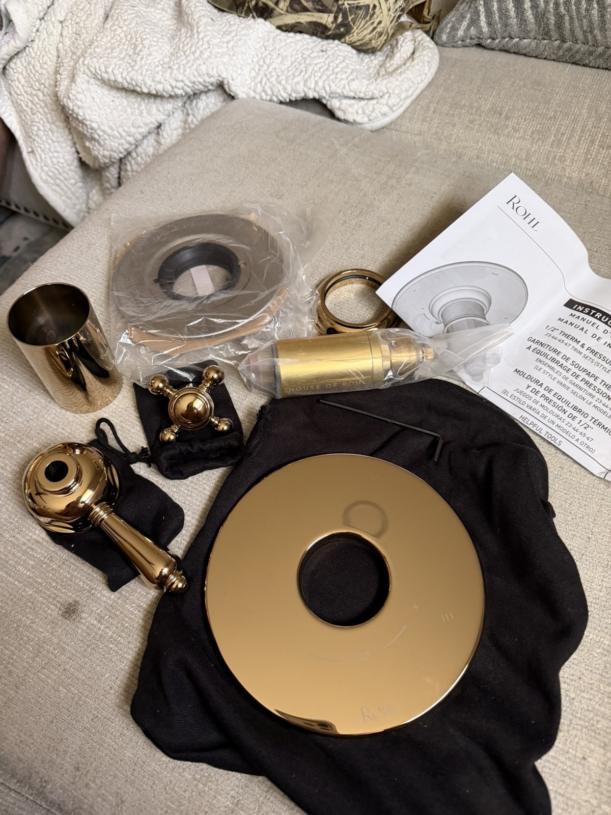 Rohl Acqui TTD47W1LMIB 3 Function Thermostatic Trim Italian Brass Open Box