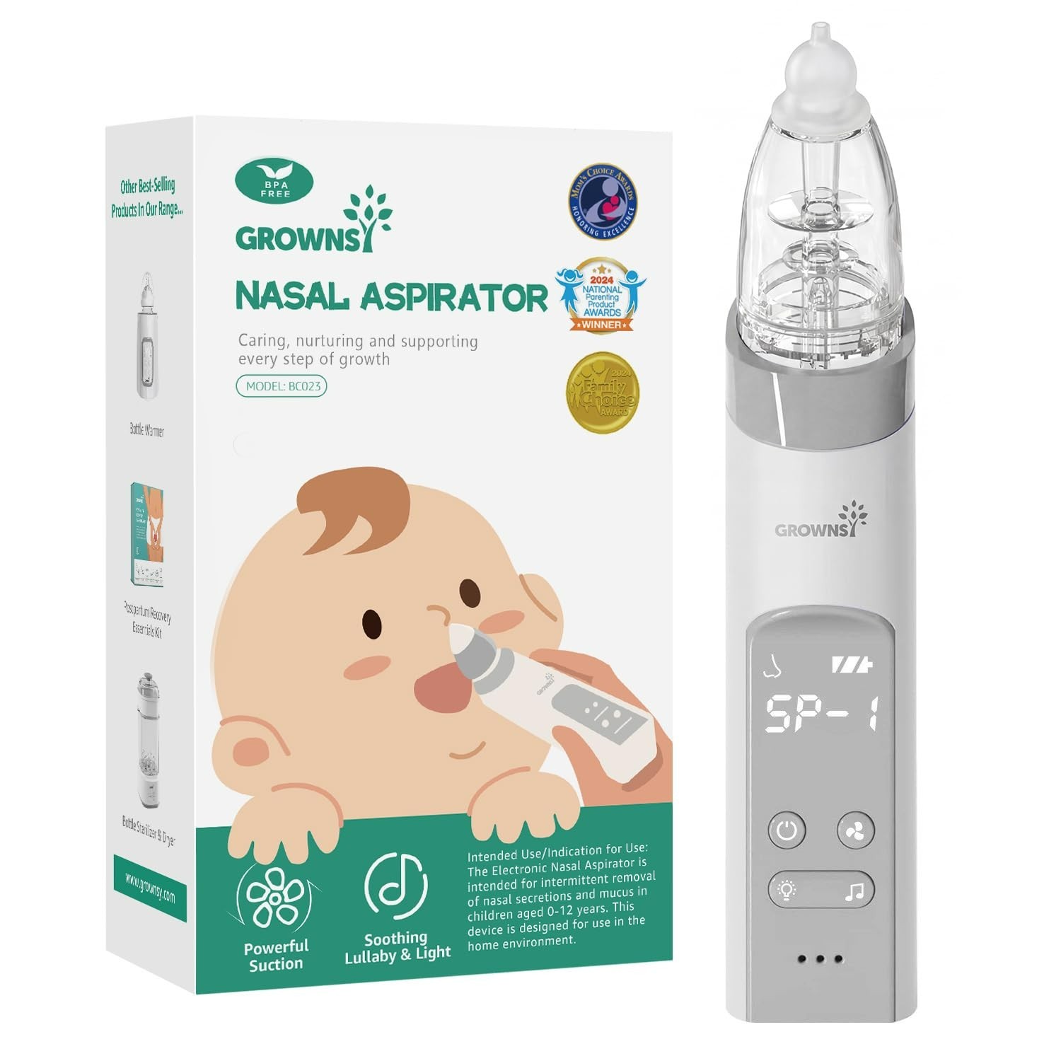 GROWNSY BC023 Electric Baby Nasal Aspirator with Music and Light