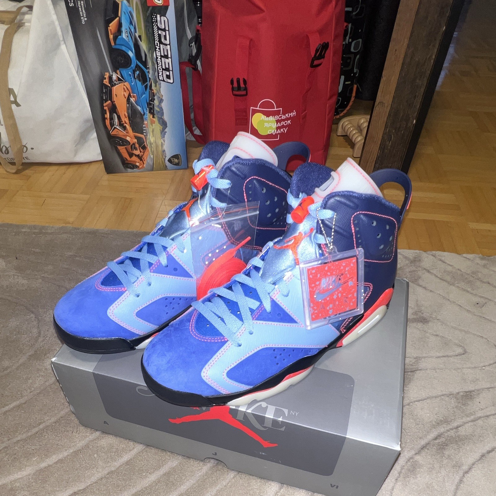 Nike Air Jordan 6 Retro Awake NY High Top Sneaker Blue/Orange Men 10.5 Nike Air Jordan 6 Retro Awake NY High Top Sneaker Blue/Orange Men 10.5