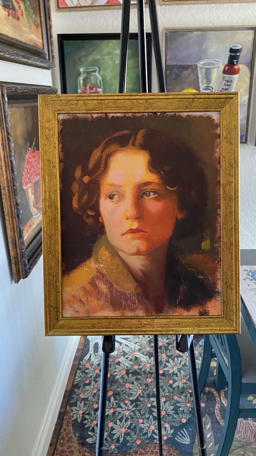 Original Oil Portrait Painting 8x10 Framed Hand Painted Woman Portrait Art