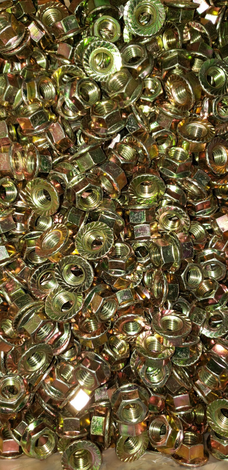 M12-1.75 Metric Class 8 Hex Serrated Flange Nut Yellow Zinc