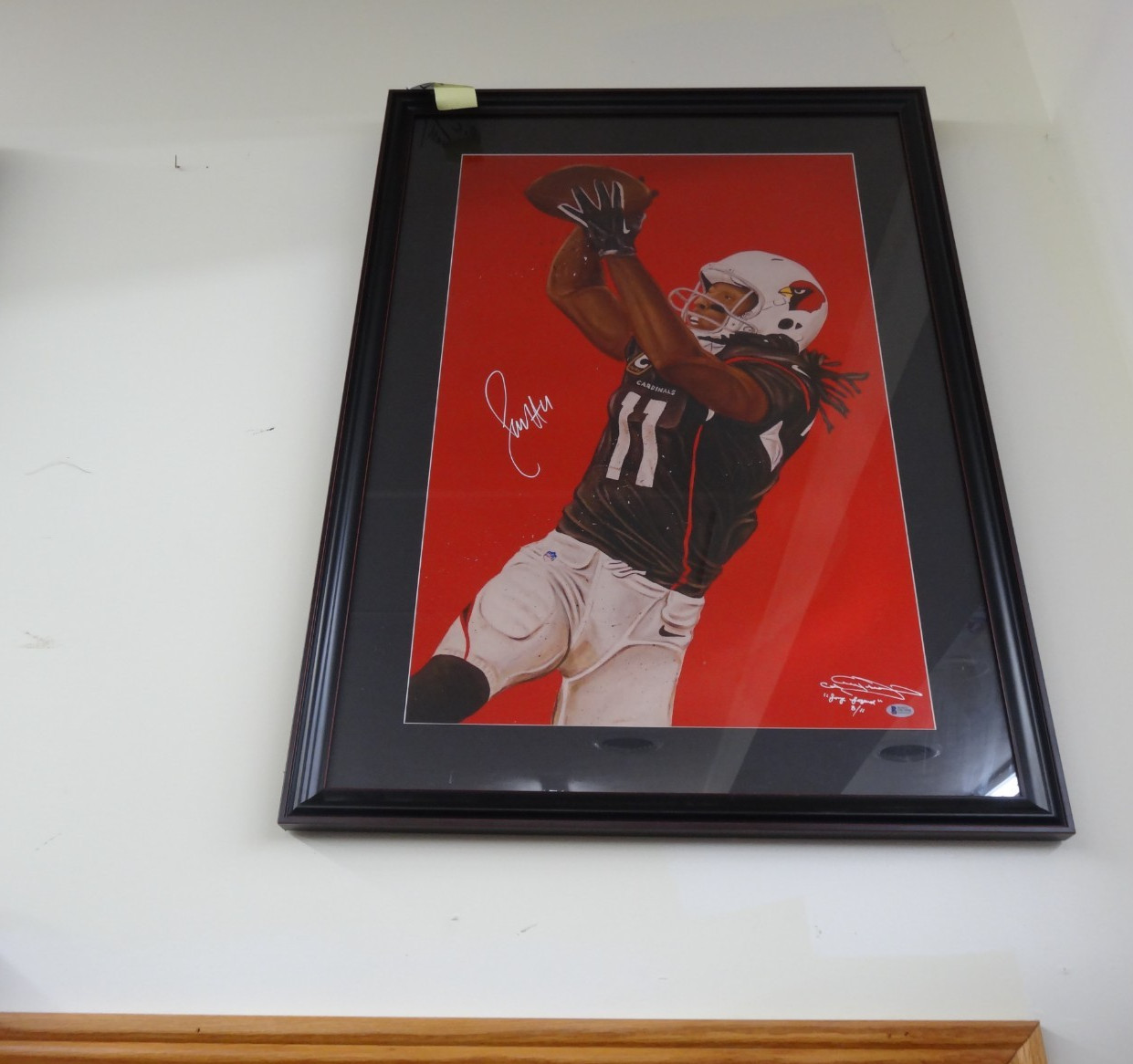 huge Larry Fitzgerald autograph photo w/ Beckett COA SSP 8/11 framed matted