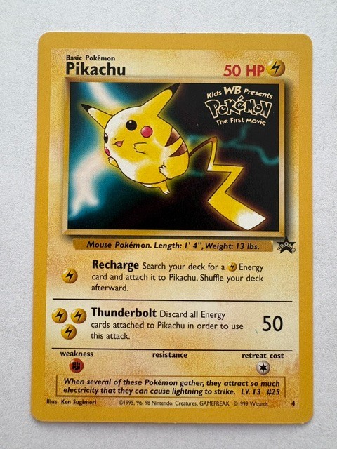 Pikachu The First Movie Promo Card WOTC 4 Pokémon TCG Vintage Kids WB Nintendo
