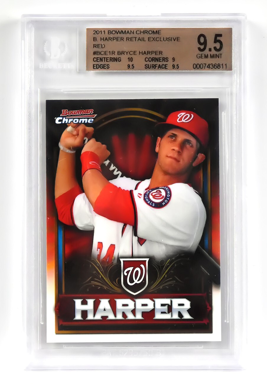 BRYCE HARPER 2011 BOWMAN CHROME #BCE1S SILVER BECKETT 9.5 GEM MINT – 0007436811
