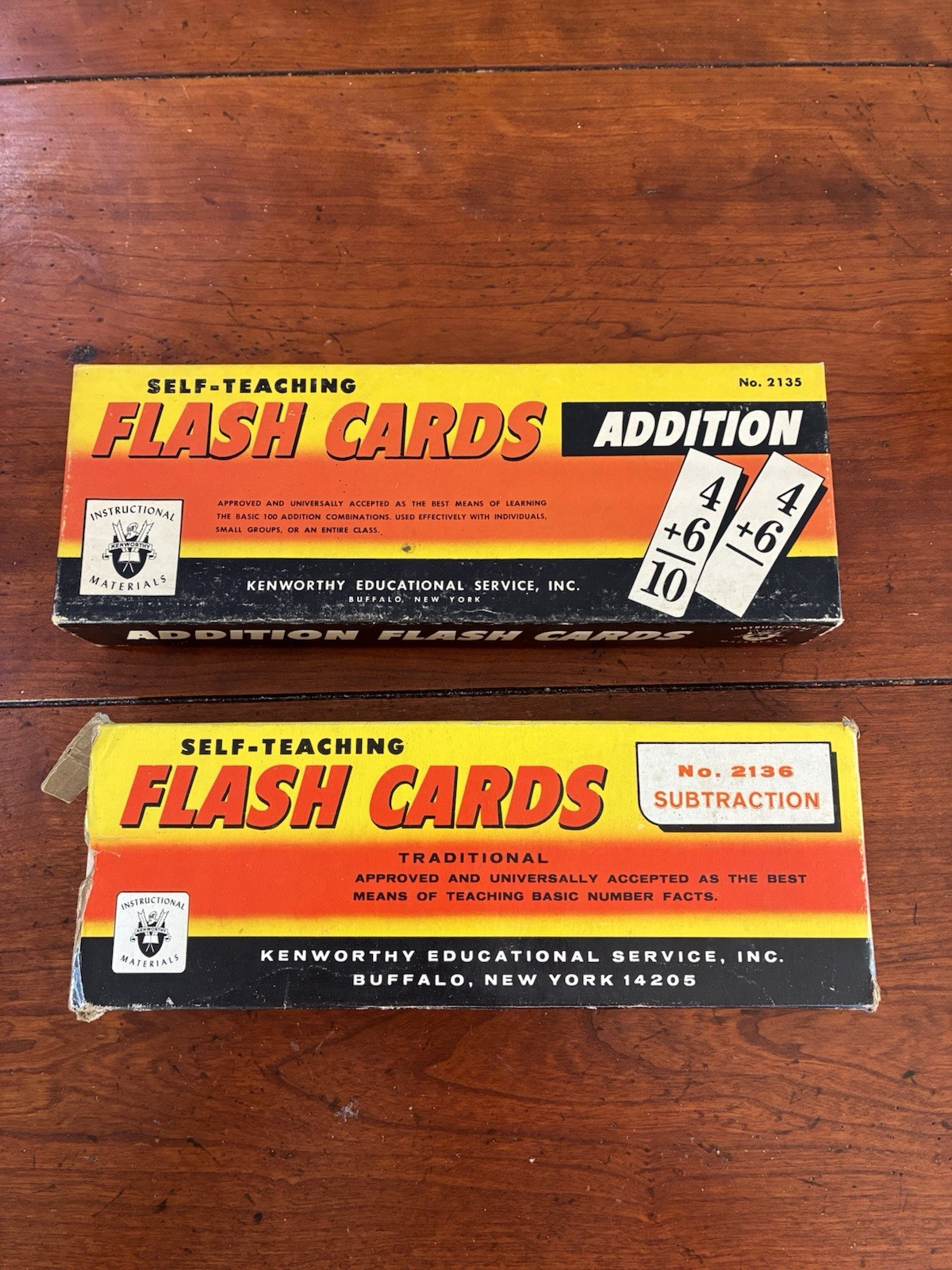 VINTAGE 1974 KENWORTHY FLASH CARDS ADDITION #2135 SUBTRACTION #2136 2 SET LOT