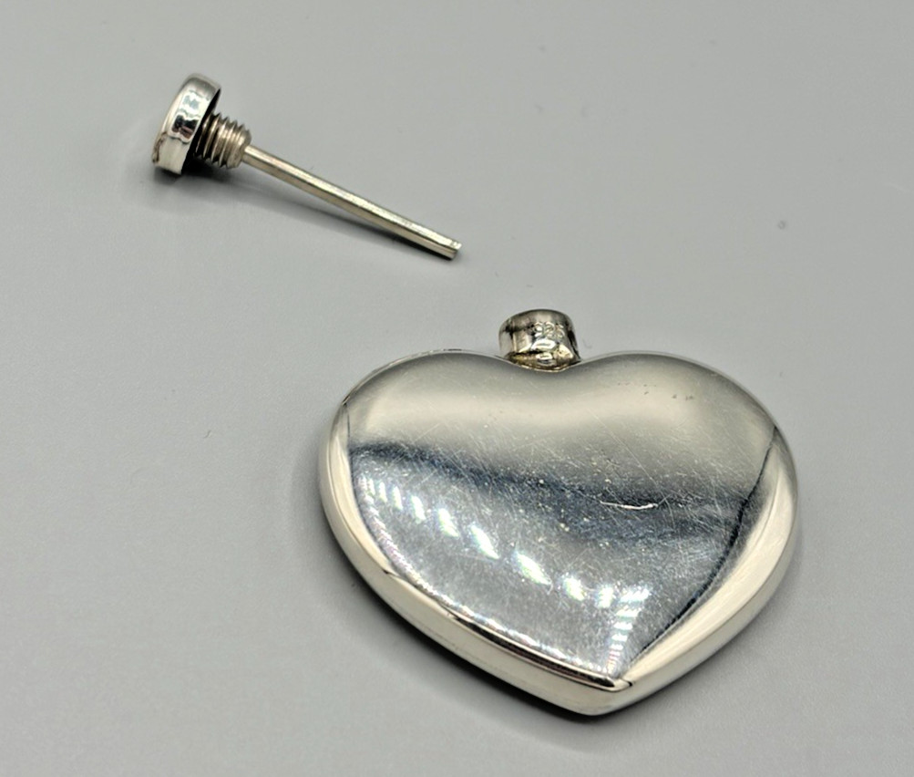 Vintage Tiffany & Co Sterling Silver Heart Perfume Bottle Travel Flask Dauber