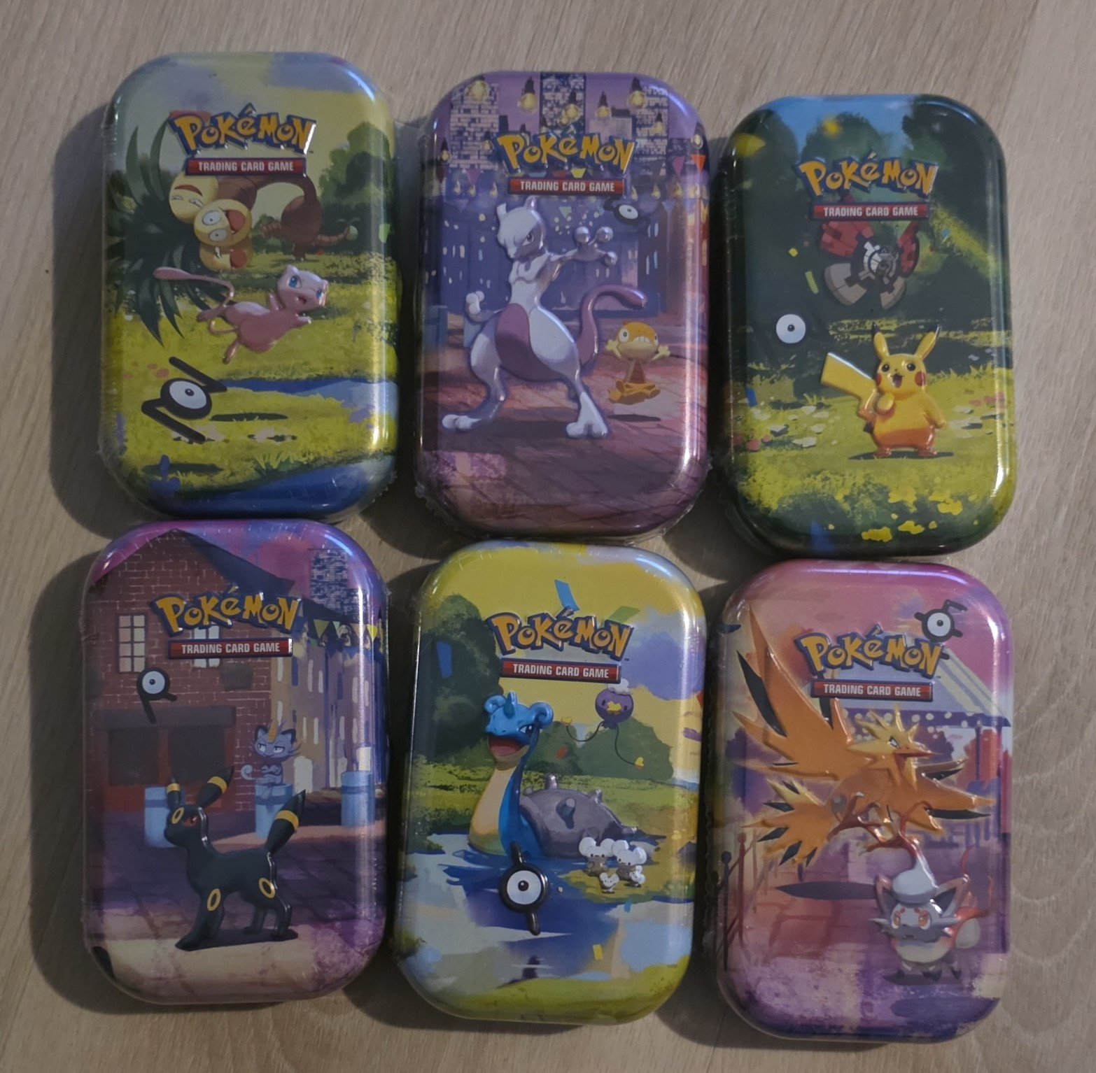Pokémon TCG 30th Celebration Mini Tin Lot of 6, Mewtwo, Lapras, Pikachu, Zapdos
