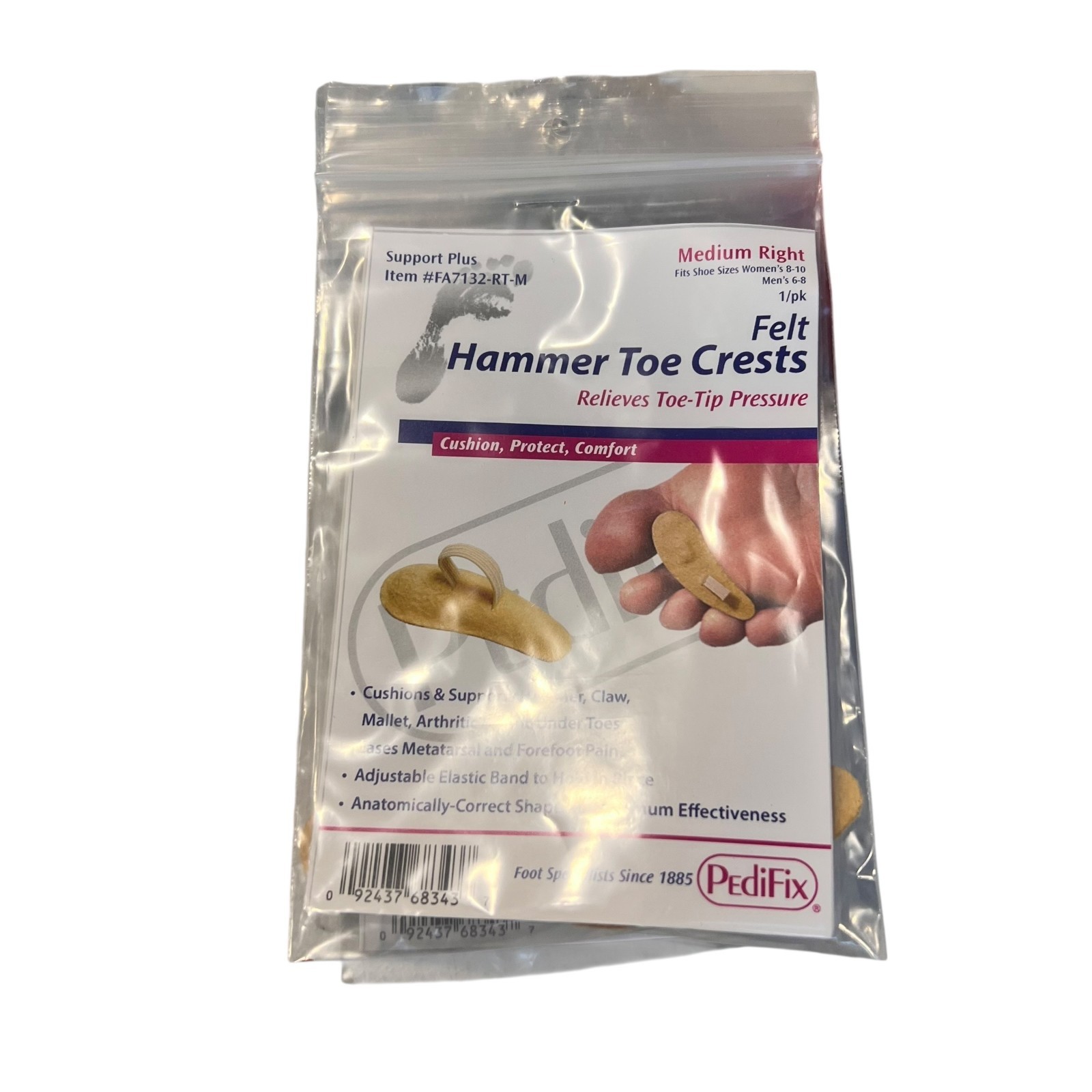 PediFix Support Plus Felt Hammer Toe Orthotic Crests 3 PK. Medium Right PediFix Support Plus Felt Hammer Toe Orthotic Crests 3 PK. Medium Right