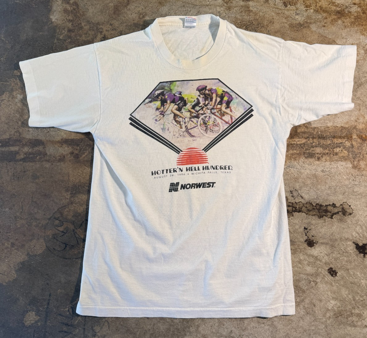 Vintage 1996 Hotter N Hell Hundred Cycling T Shirt USA Single Stitch Large