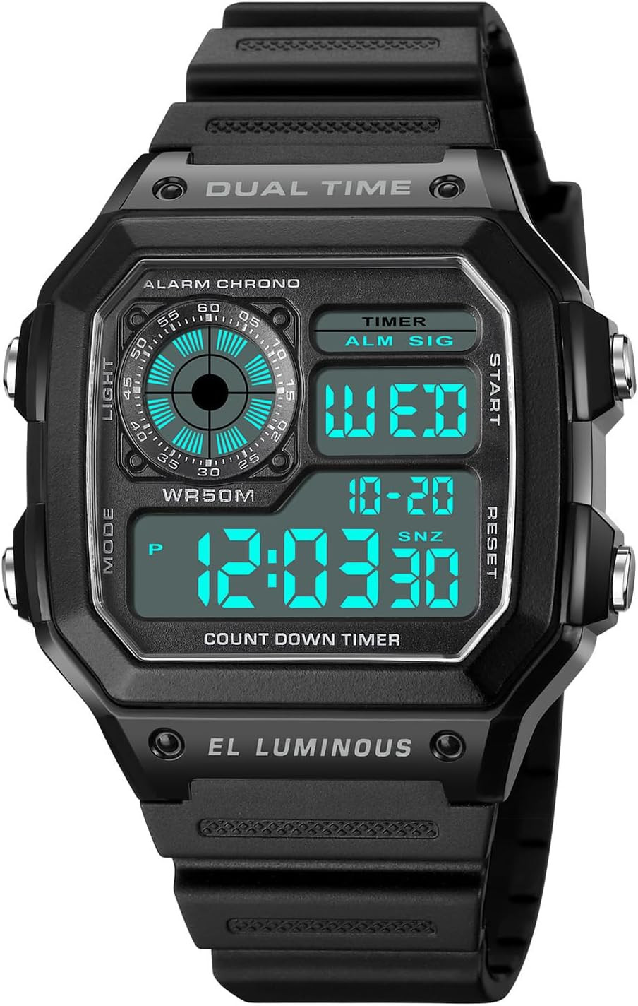 Reloj Para Hombre Casio Resistente Al Agua Acero Inoxidable Hora Mundial Verde