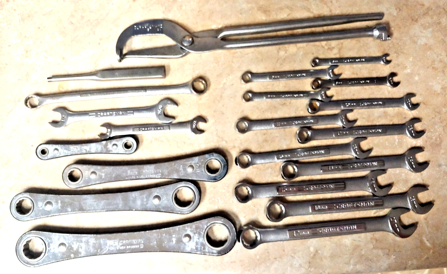 Mixed lot of 21 Craftsman SAE & mm Combo Gear Open-end wrenches & Tools USA Made