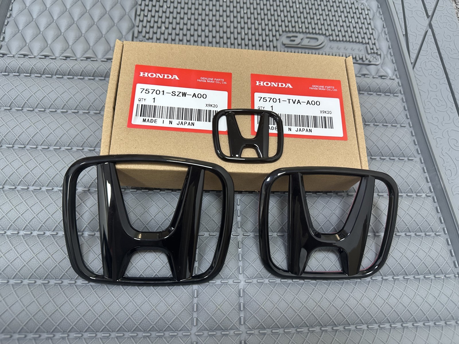 Genuine Style 3PCS Front Rear Gloss Black Emblem For Honda ACCORD 2018-2022