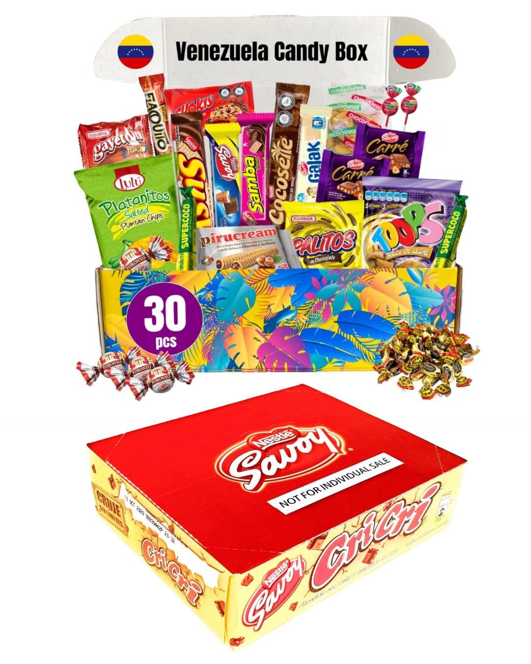 Venezuela Food Sweet Snacks Gift Crate Box Assorted Cookies Mixers + Savoy