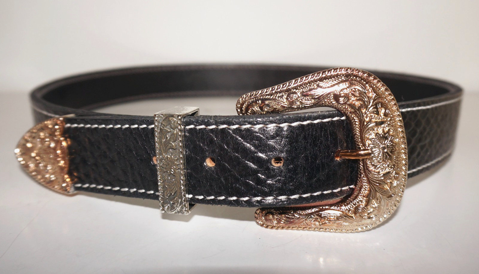 Vintage Handcrafted Black Leather Western Belt 36\