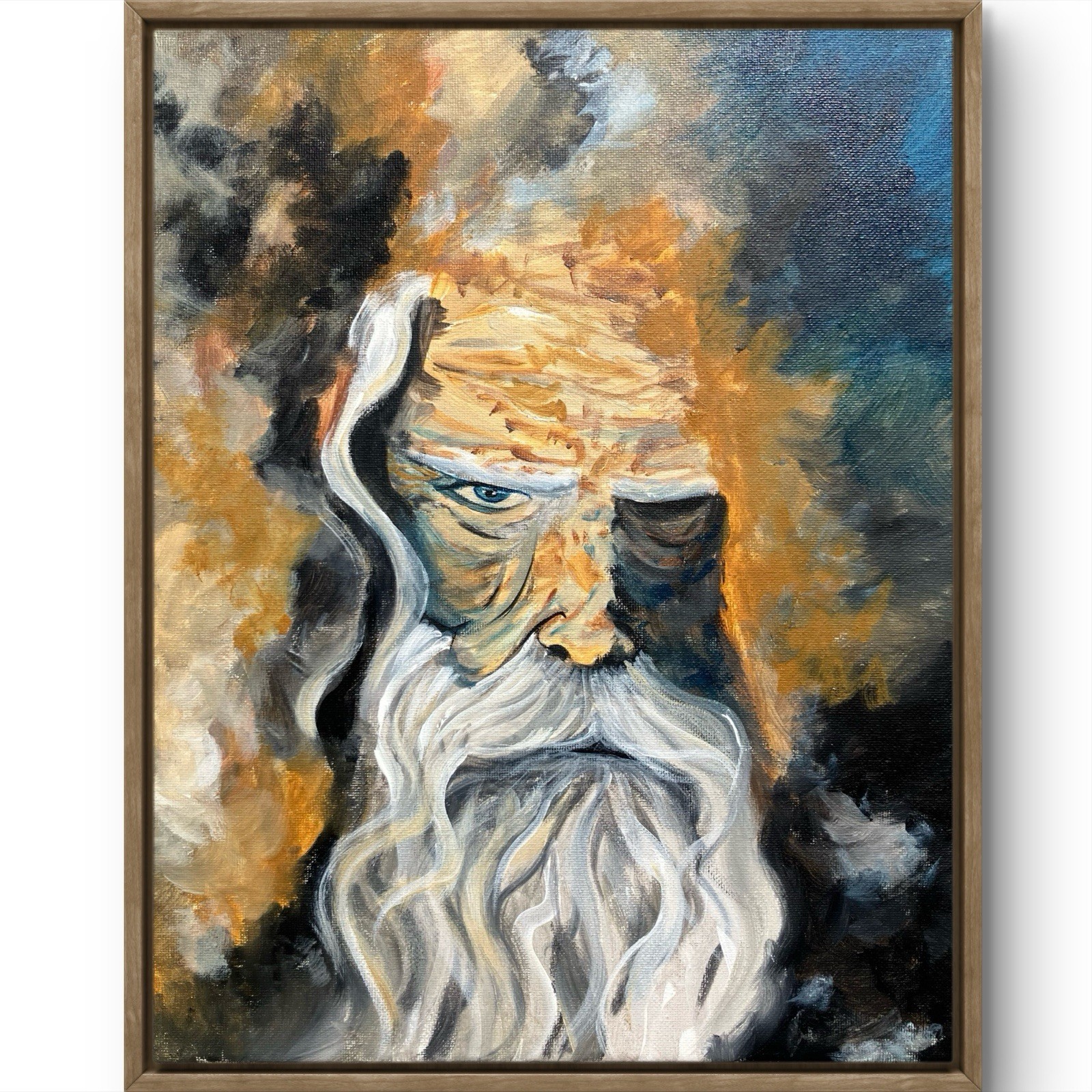 TITA PAINTZ Old Wise Man Portrait Hand Painted 11x14 Canvas Wall Art