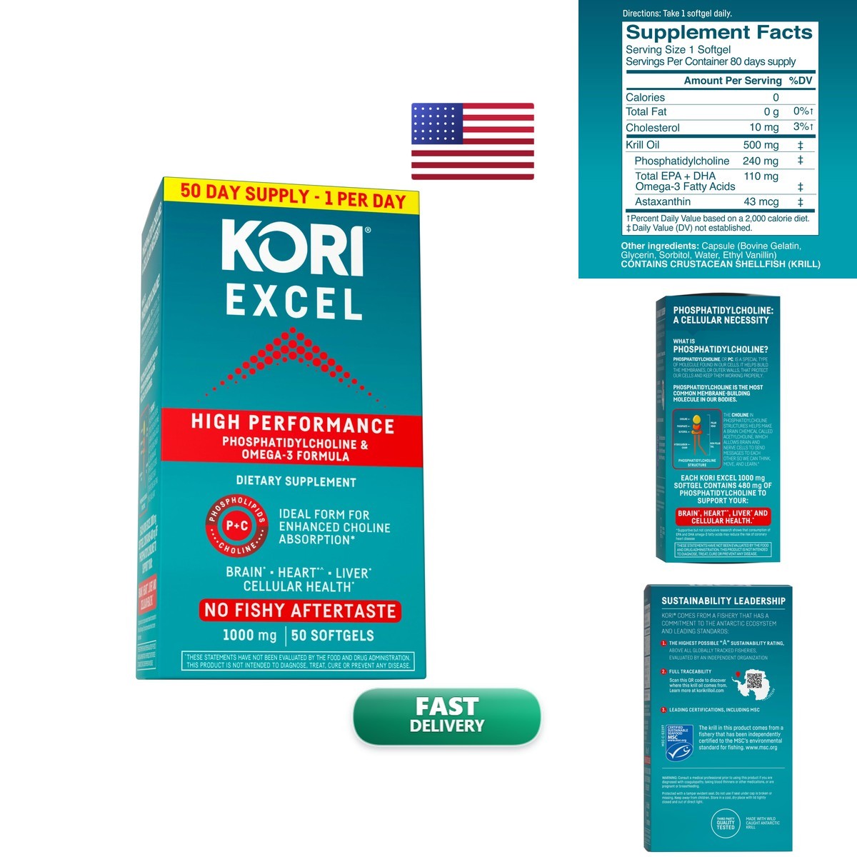 Kori Krill Excel High Performance 1000 mg Omega-3s 50 Count (Pack of 1) Kori Krill Excel High Performance 1000 mg Omega-3s 50 Count (Pack of 1)