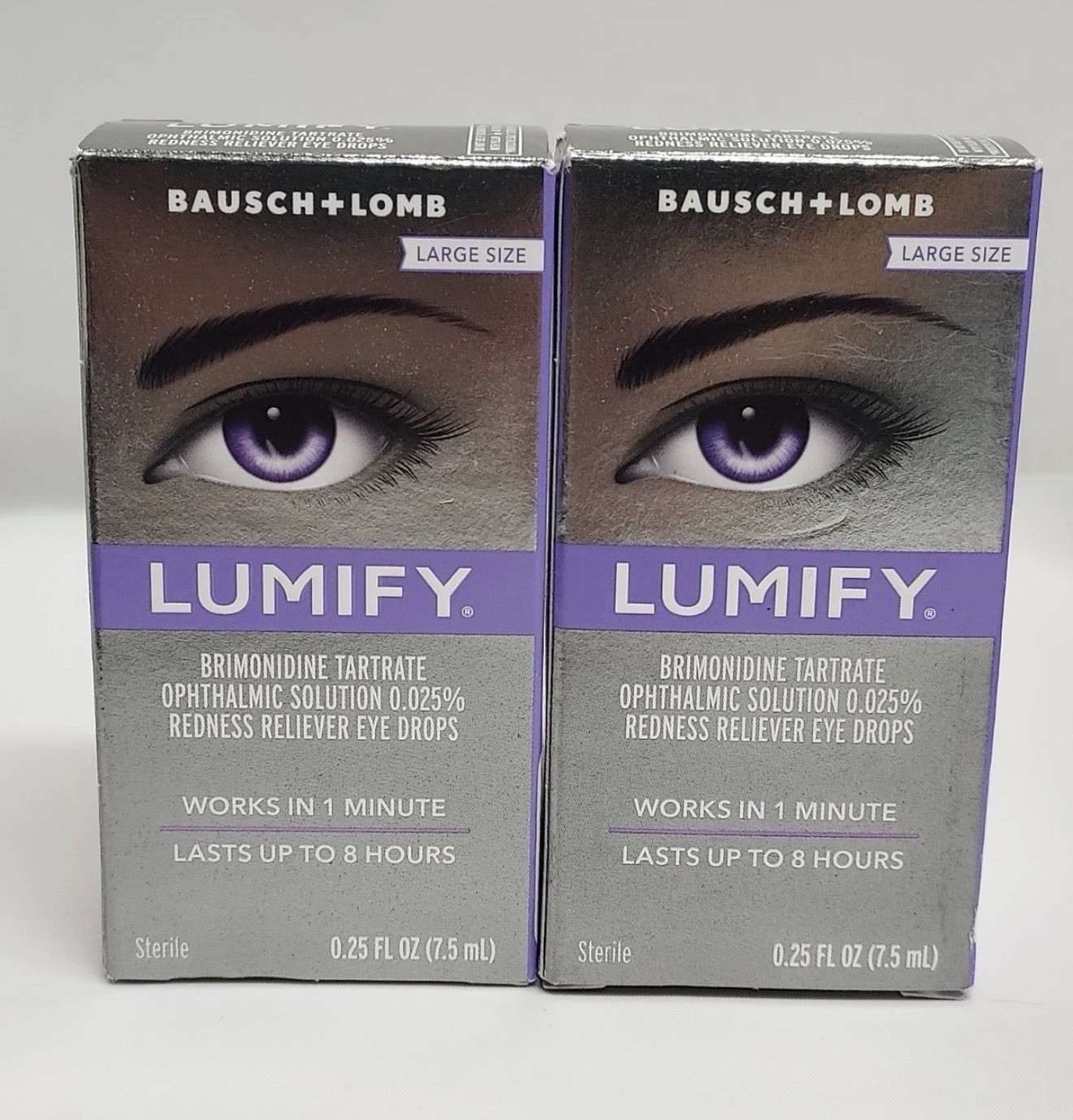 2X Bausch + Lomb LUMIFY Large Size Redness Reliever Eye Drops 0.25oz exp 2027 2X Bausch + Lomb LUMIFY Large Size Redness Reliever Eye Drops 0.25oz exp 2027