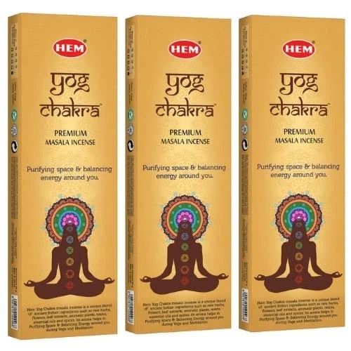 HEM Yog Chakra Incense Sticks 3 Packs Meditation Pooja Aroma -  to USA
