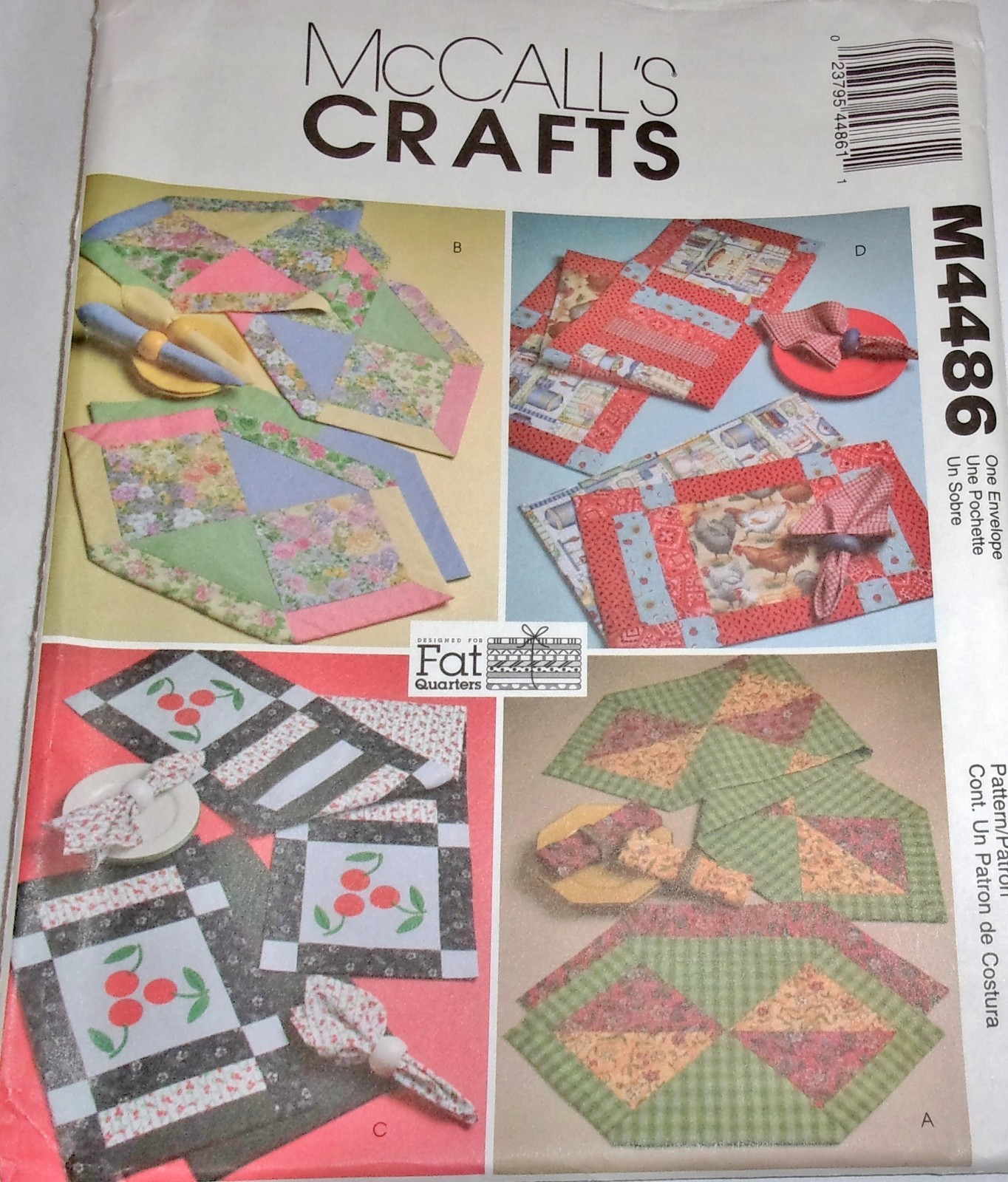 Vtg McCall's Pattern M4486 Pieced Patchwork Placemats Uncut