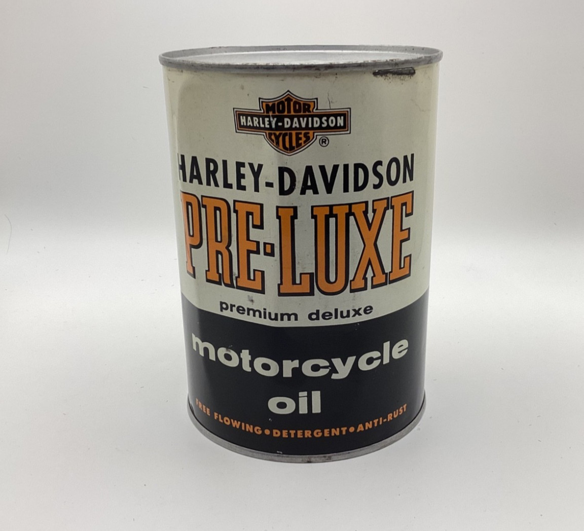 Vintage Harley Davidson Pre-Luxe Quart Motor Oil Can Full 1950s great shape