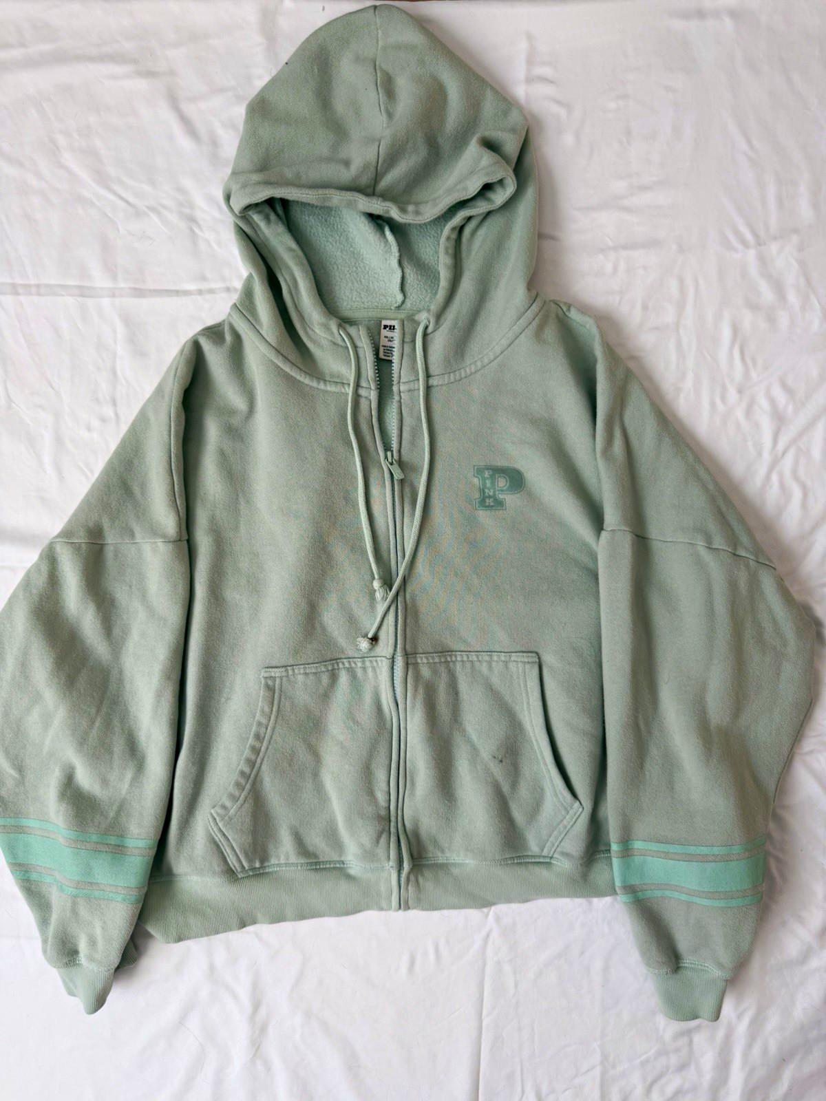 Victoria’s Secret PINK Women’s Sage Green Full Zip Hooded Fleece Hoodie 2XL