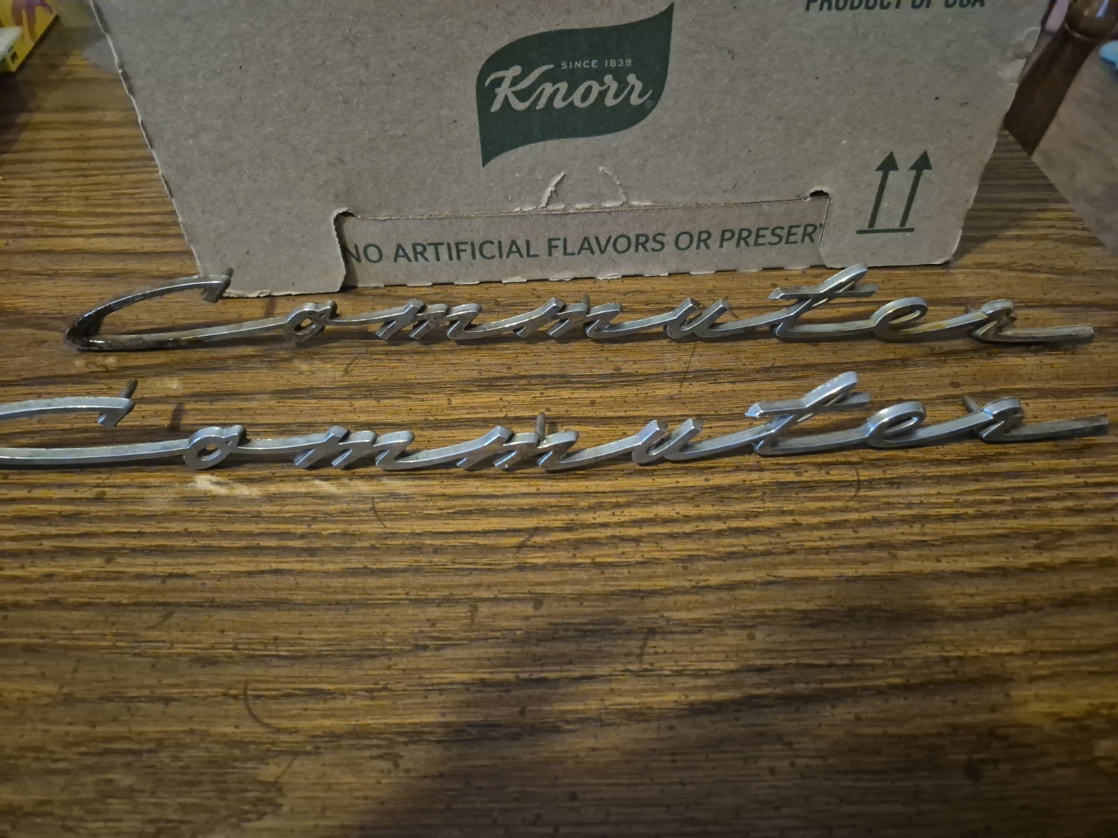 PAIR OF VINTAGE MERCURY  COMMUTER EMBLEM SCRIPT 1014425 OEM 14\