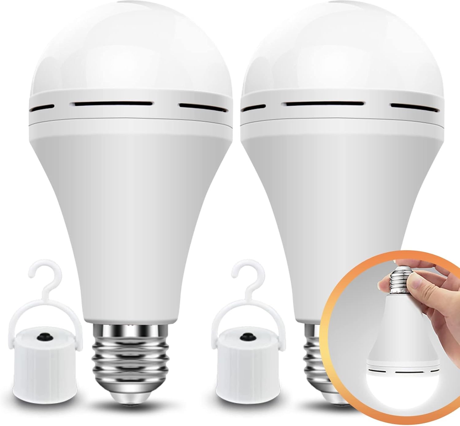 GMOX 2/4/6/8/10Pack Emergency Rechargeable LED Bulbs 9W 6500K Power Outage Light
