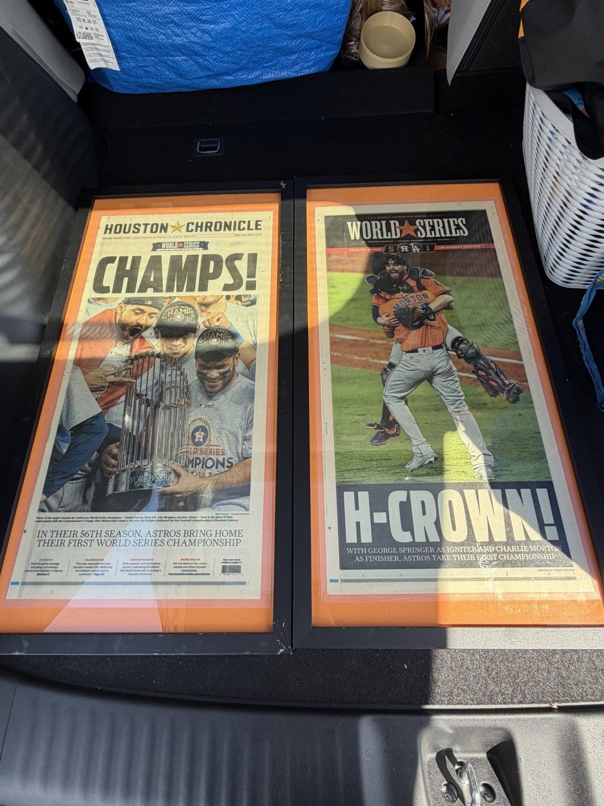 2017 Houston Astros World Series CHAMPS Houston Chronicle Set Of 2 FRAMED
