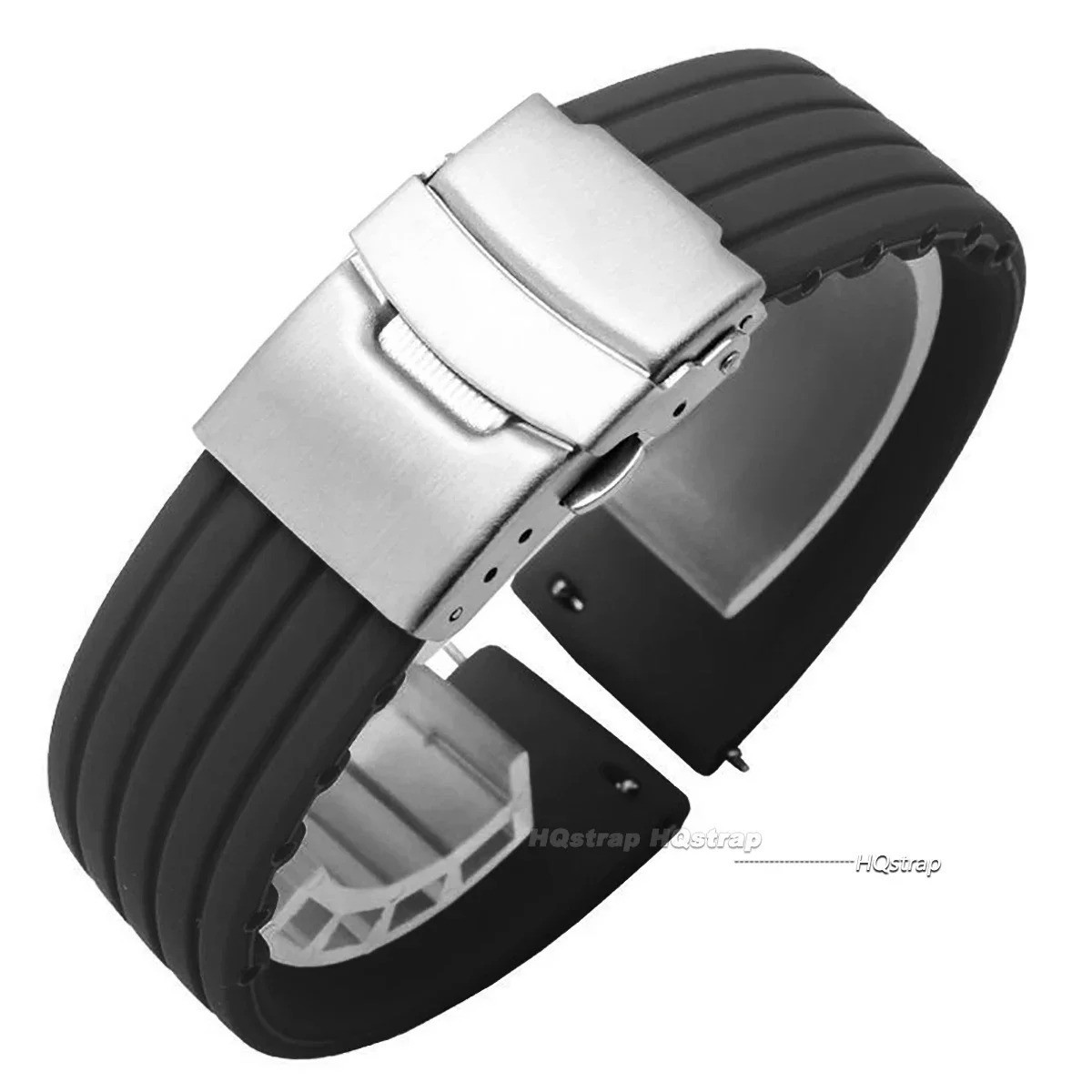 Silicone Rubber Watch Strap Band Deployment Clasp 18mm 20mm 22mm 24mm