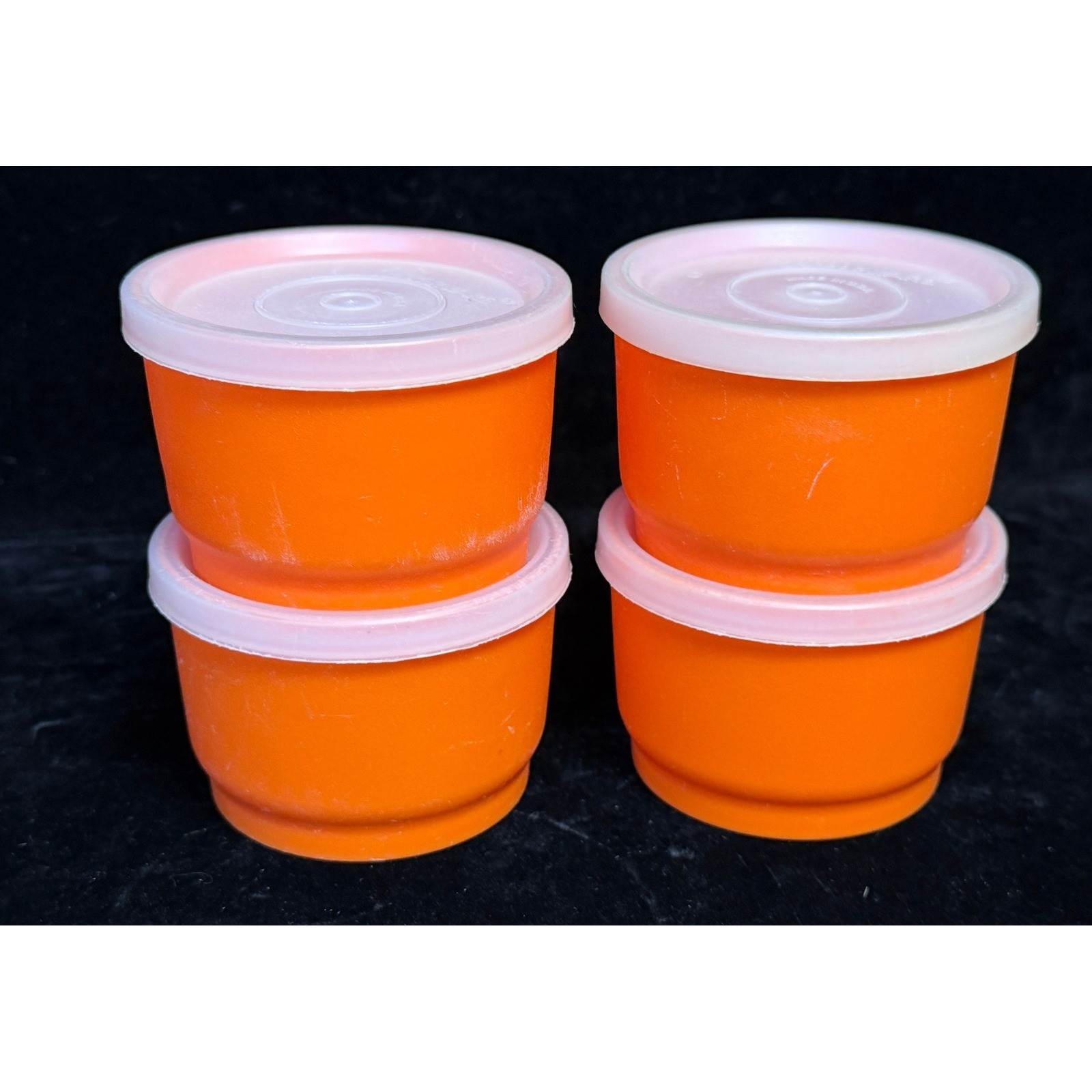 Vintage Tupperware: Orange Midgets 2oz Containers with Lids, Set of 4, 1229 297 Vintage Tupperware: Orange Midgets 2oz Containers with Lids, Set of 4, 1229 297