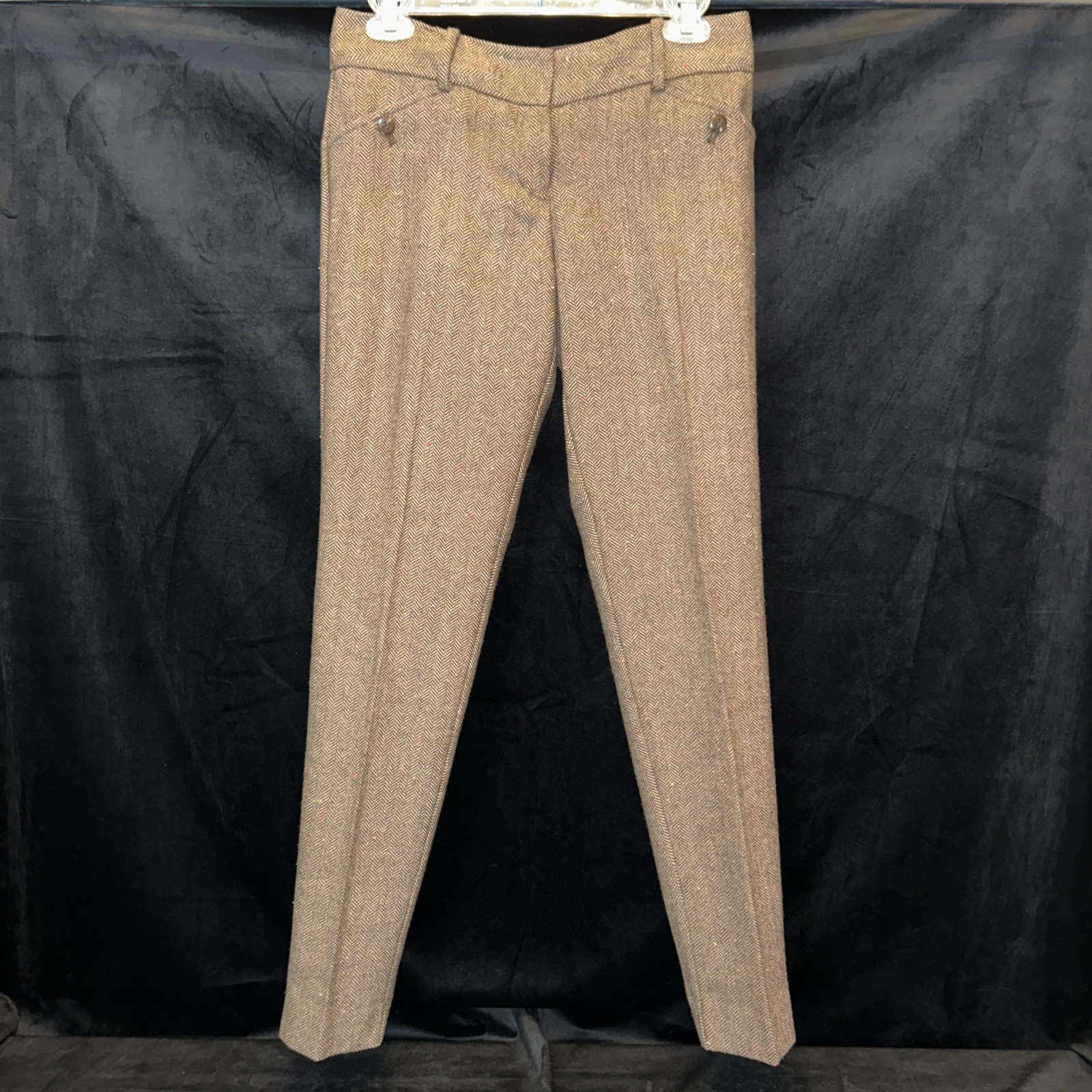 NWT The Limited Women’s Herringbone Drew Fit Skinny Leg Brown Trousers Size 0