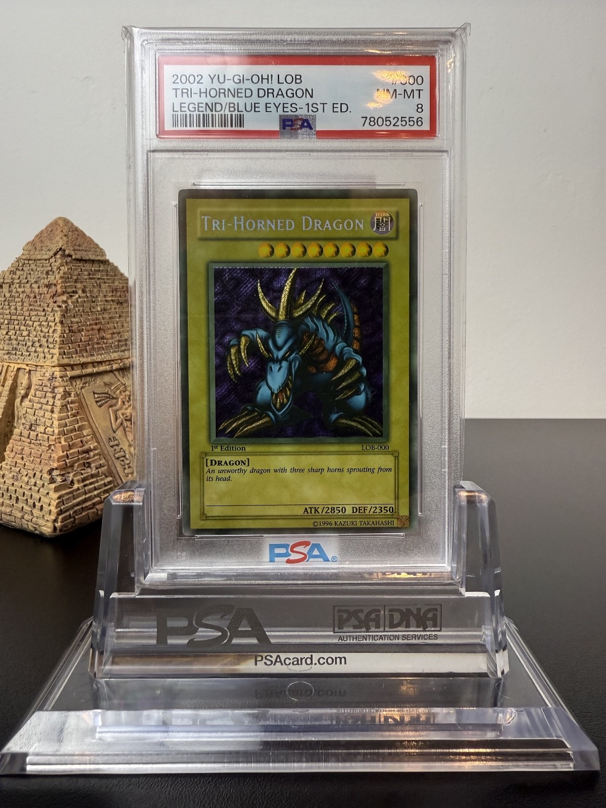 MAX FADED 2002 PSA 8 Tri-Horned Dragon LOB-000 1st Edition WAVY