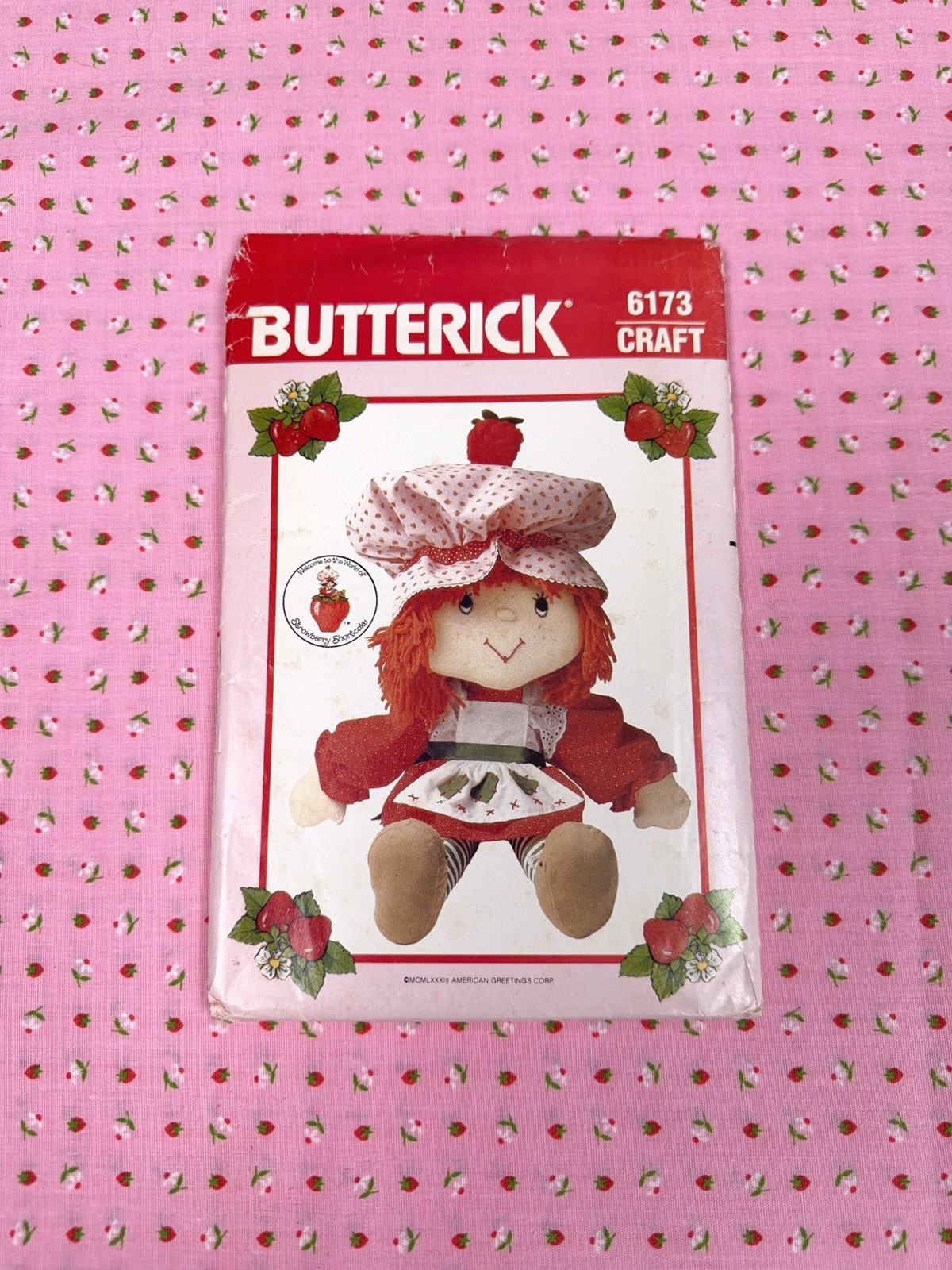 Vintage 1983 Butterick 6173 Strawberry Shortcake Rag Doll Sewing Pattern Uncut