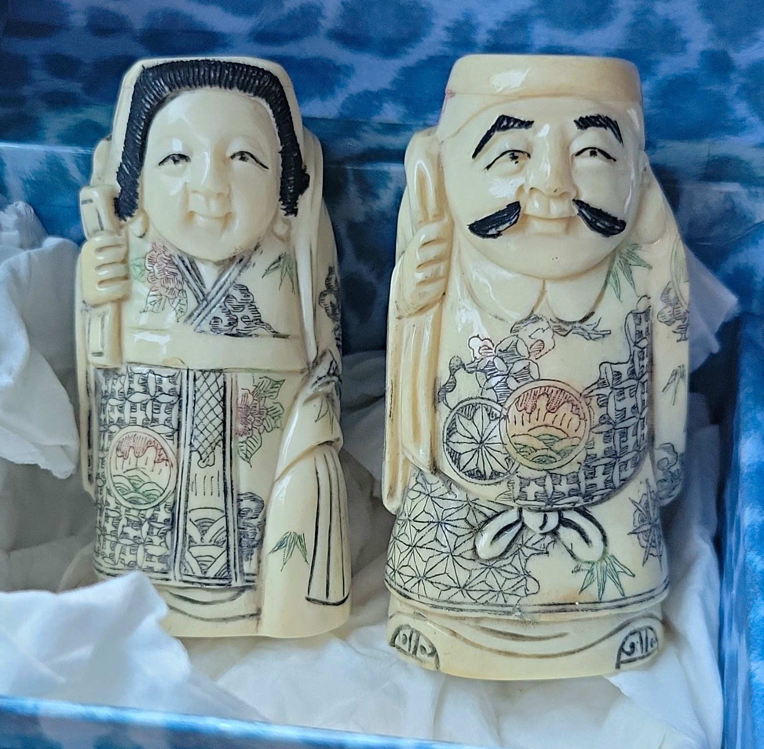 Vintage Japanese Benzaiten Netsuke-Style Figure with Biwa Signed Gyokuzan 玉山