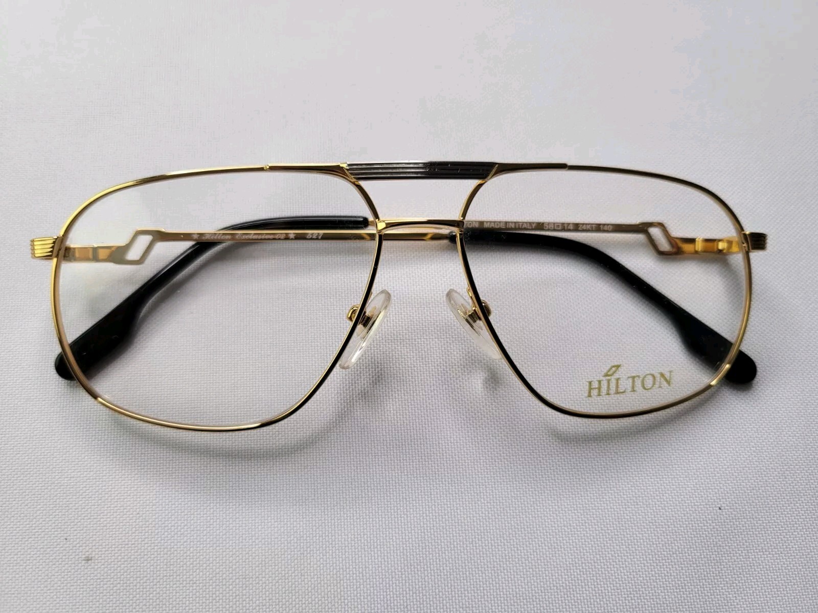 VINTAGE HILTON LONDON EYEWEAR EXCLUSIVE 02 527 24KT GOLD SLV OPTICAL 58-14-140