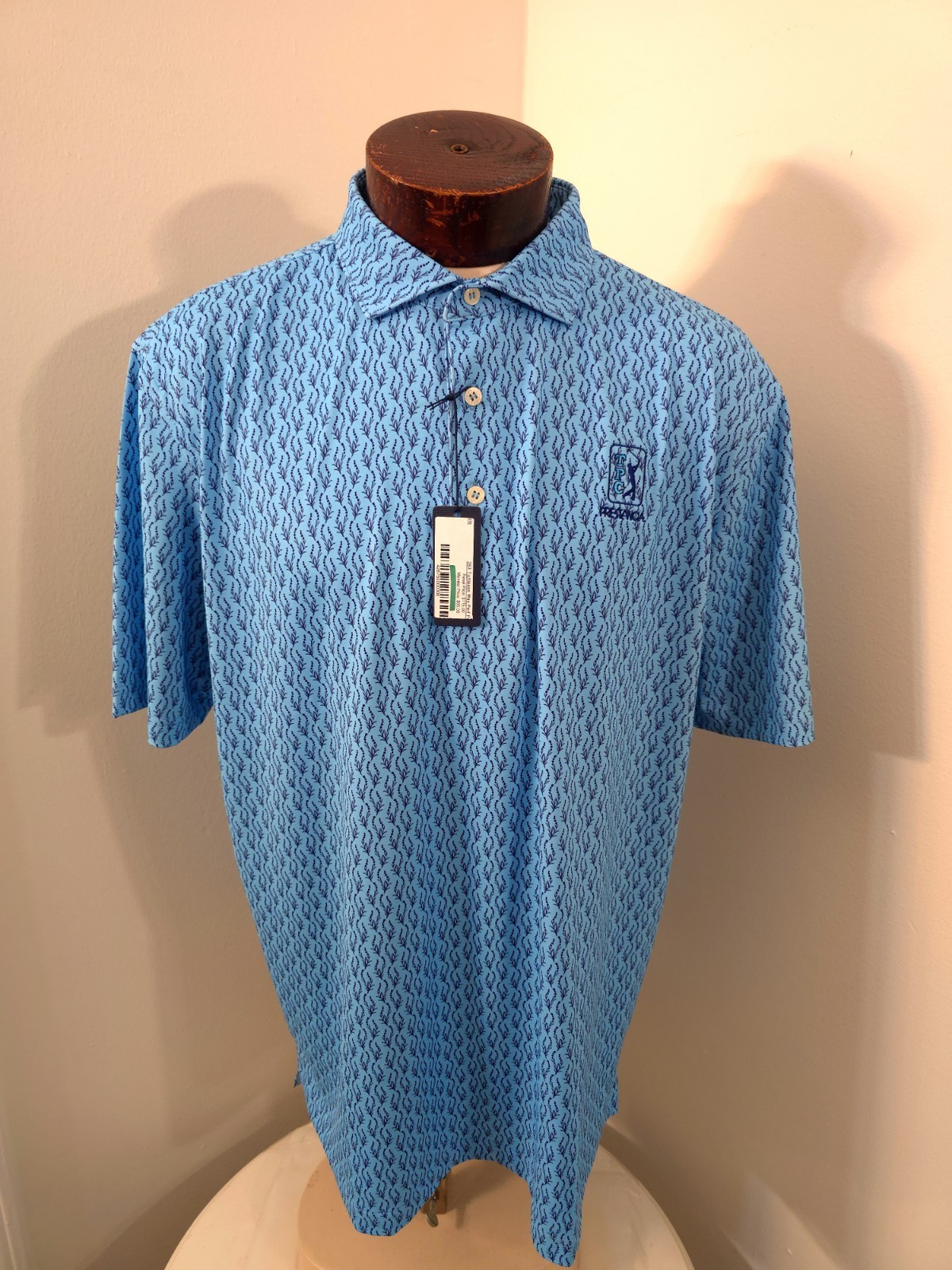 Turtleson Men\'s XL Blue Abstract Golf Polo TPC Prestancia New With Tags Turtleson Men\'s XL Blue Abstract Golf Polo TPC Prestancia New With Tags
